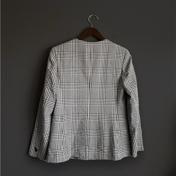 Club Monaco Black White Check Ginghams Double Breasted Collarless Blazer Jacket - Picture 10 of 13